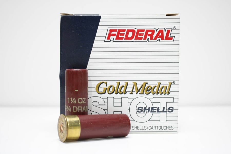 FEDERAL AMMUNITION 12 Gauge 2 3/4 Inch 1 1/8Oz Lead Shot Gold Medal Police Trade Ammo 25/Box